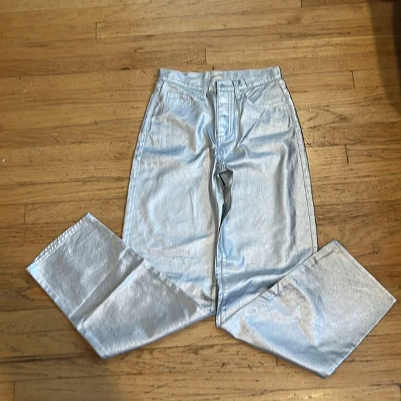 NWT Universal Thread 90s Baggy Metallic Silver Cotton Jeans - Women’s 0 Long - Picture 16 of 16